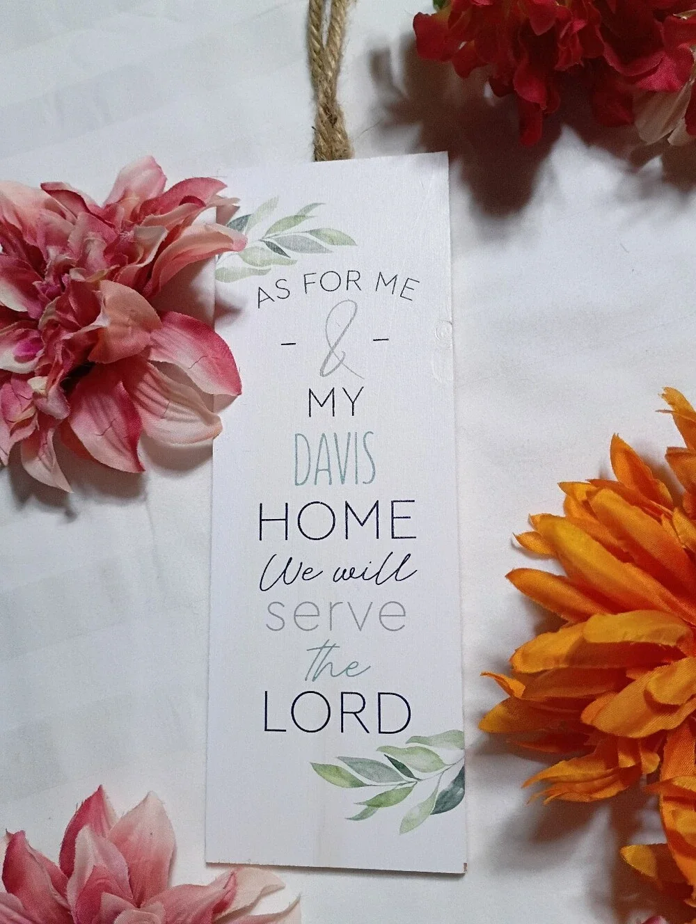 Personalized White Wall Sign – 'As For Me & My Davis House'